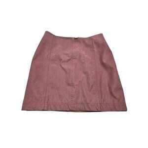 Free People Pink Faux Leather Mini Skirt Short UK 10 US Back Zipper Closure